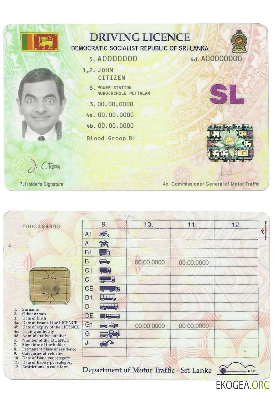 Sri Lanka driving license